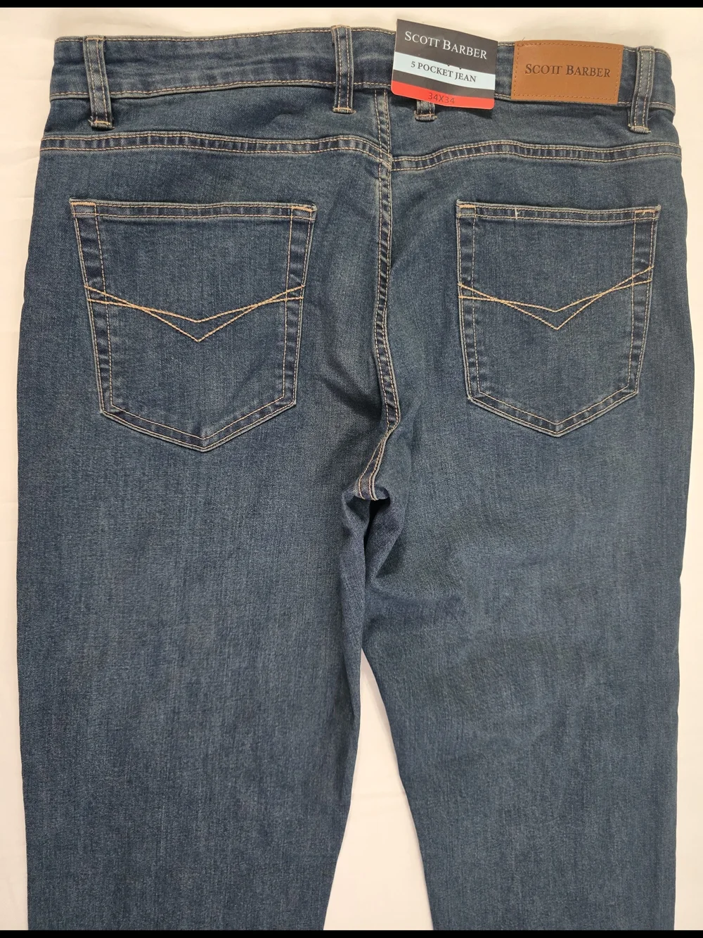 Scott Barber Straight Fit Medium Wash Blue Denim Stretch 5Pocket Jeans 34x34 NWT